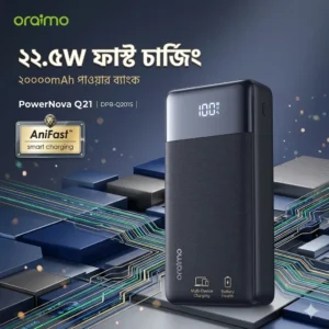 oraimo powernova q21 20000mah fast charging power bank – high capacity portable charger for smartphone & devices