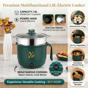 Best 5 in 1 Multifunction Electric Cooking Pot with Steamer 20CM Portable Mini Cooker Bangladesh